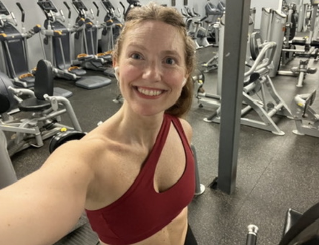 Jodie Bonville smiling at the gym after a strength workout